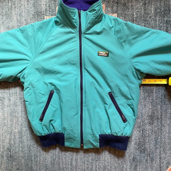 Vintage 80s LL Bean Warm Up Fleece Nylon Bomber Jacket Womens XL USA MADE - Picture 6 of 6